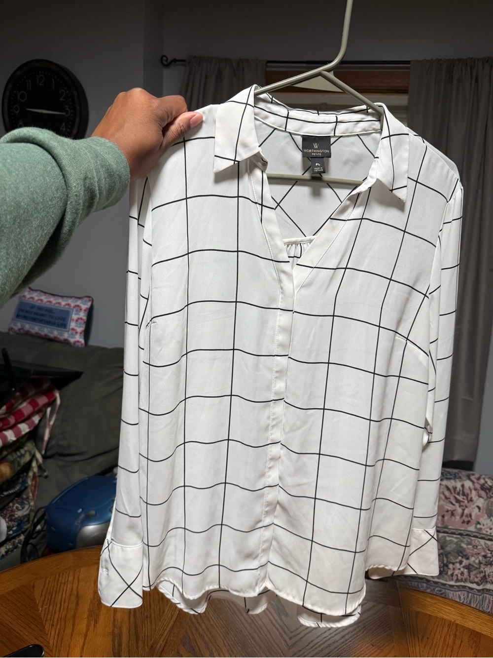 Worthington White Windowpane Button-Down Shirt